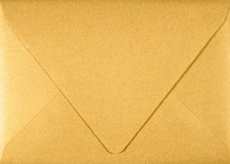 LUXPaper 4Bar A1 Contour Flap Invitation Envelopes | 3 5/8" x 5 1/8" | Gold Metallic | 80lb. Text | 50 Qty - Image 1